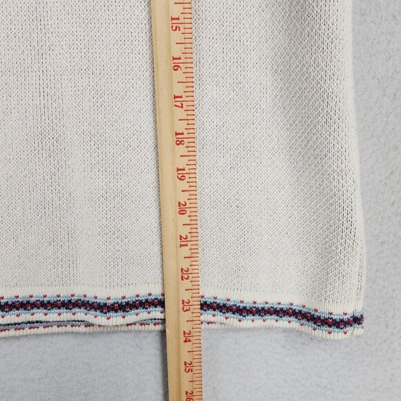 Hanna Andersson Sweater Womens Small White Blue Fair Isle Quarter Zip Pullover - Picture 5 of 12